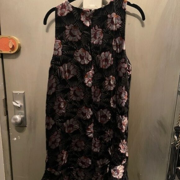 Retro Velvet Floral Art Deco Sleeveless Swing Mini Dress - NWOT - Picture 12 of 16